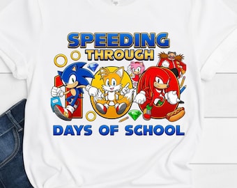 Speeding Through 100 Days of School Sonic Shirt, 100 Days of School Shirt for Boys, Sonic the Hedgehog Shirt, Sonic Gift