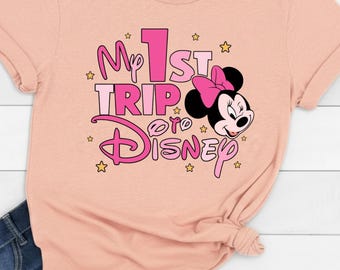 Disney Minnie Mouse My First Trip Shirt ,First Disney Trip Kids T-Shirt, Disney Family Trip, Matching Disney Minnie Mickey Shirt