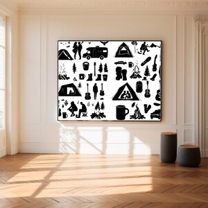 Minimalistisches Poster zum Ausdrucken | Moderne Schwarz-Weiß-Wandkunst | Abstrakt Line Art Digitaler Download | Skandinavischer Typografie-Druck