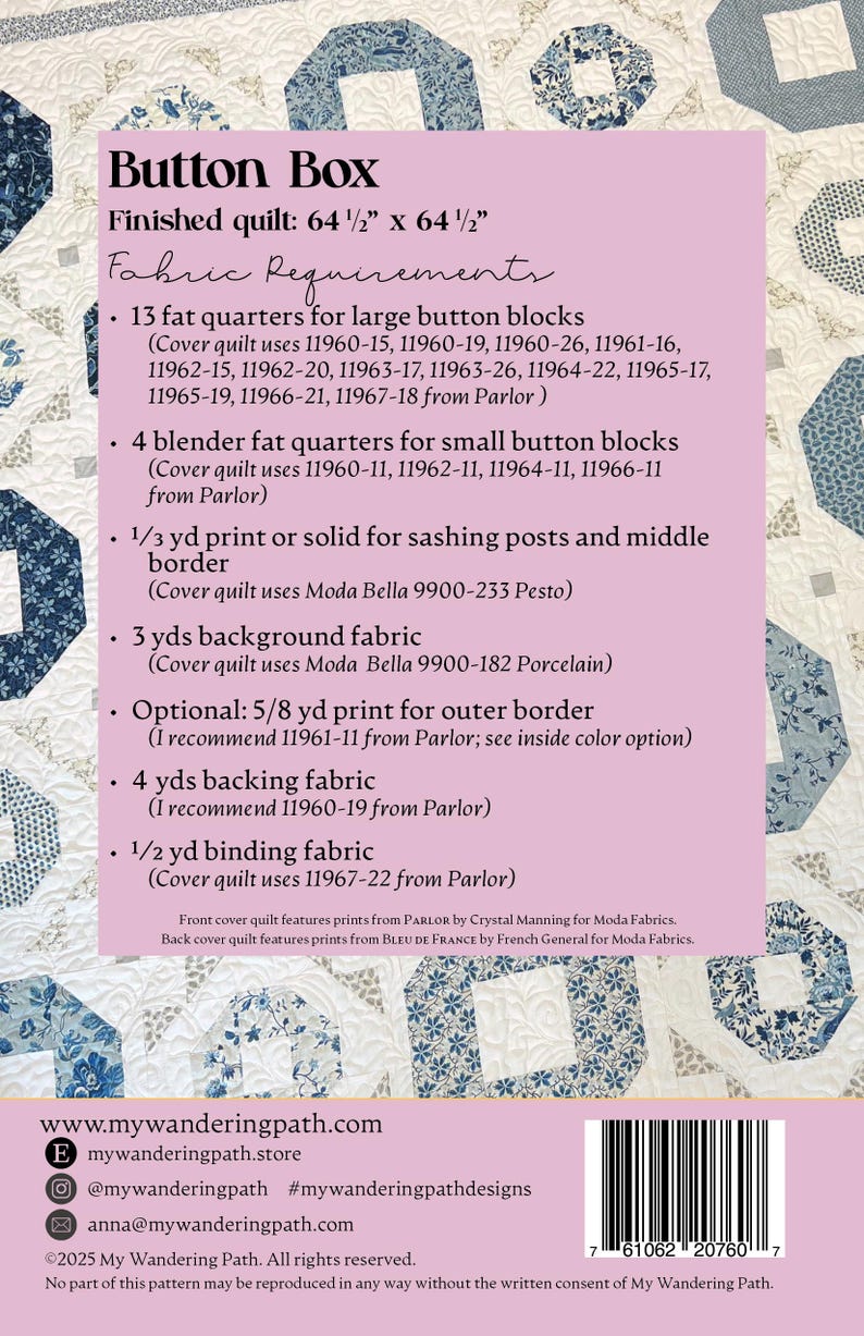 Button Box PDF Quilt Pattern - Etsy