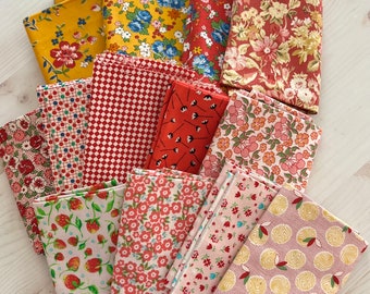 Colorful pink/red/yellow quilting fabric stashbuilder bundle
