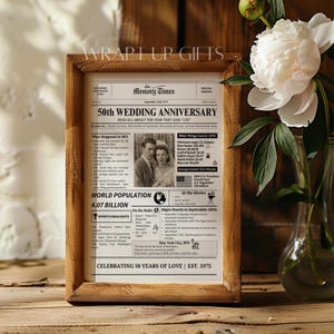 50th Anniversary Gift for Parents, Back in 1975 Newspaper Poster Sign, Golden Anniversary, Gifte for grandparents, Personalized poster