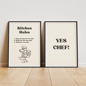 Yes Chef Kitchen Poster, Typography Art, Friend Gift, Kitchen Wall Art, Yes Chef, Simple Designs, Funny Wall Art, Culinary