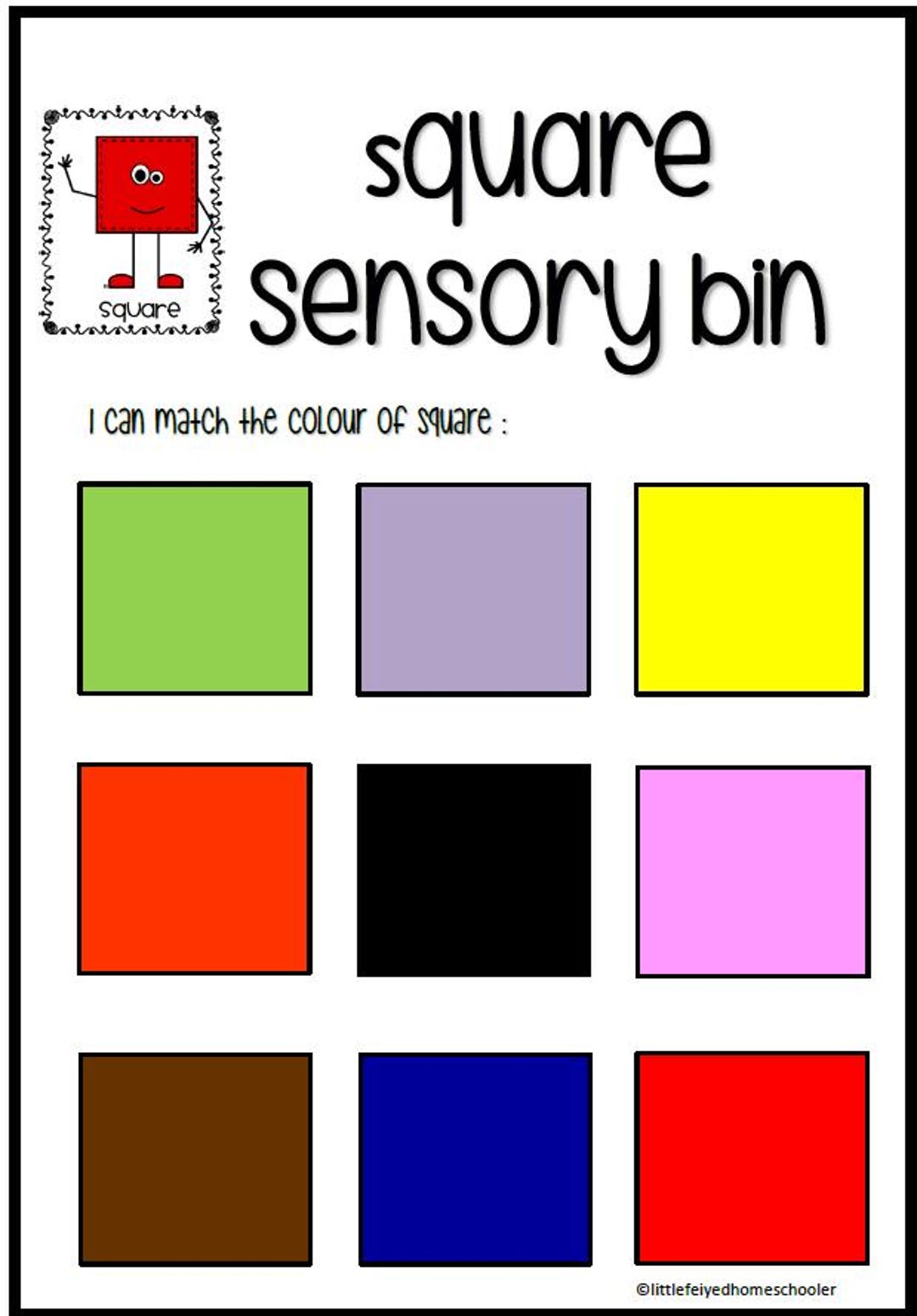 Square Activities Sheet for Preschool - Etsy