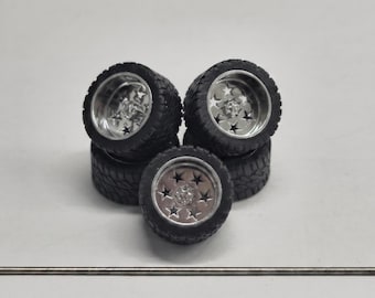 Set of 1/64 Chrome USA Wheels with Your Choice of Tires
