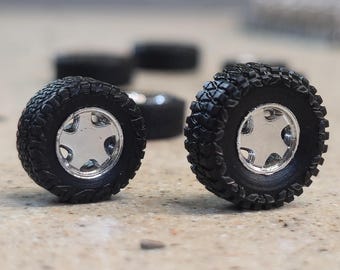 Set of 1/64 88-98 Chevy/GMC C/K1500 Wheels with Stock Tires or Nitto Mud Grapplers