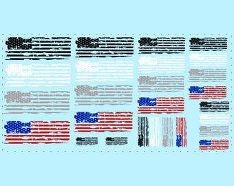 1/64 Grunge American Flag Waterslide Decals