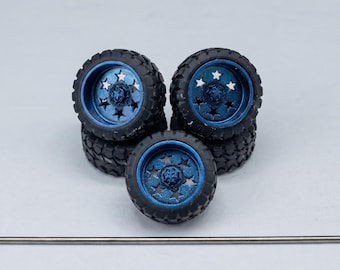 Set of 1/64 Blue USA Wheels with Your Choice of Tires