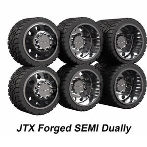 Set of 1/64 Dually JTX Forged SEMI with Tires (Traditional Dually Front, Super Single Front, Dually Rear)