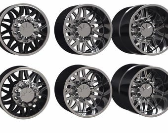 Set of 1/64 Dually Liberty Forged LBTYD34's with Tires (Traditional Dually Front, Super Single Front, Dually Rear)