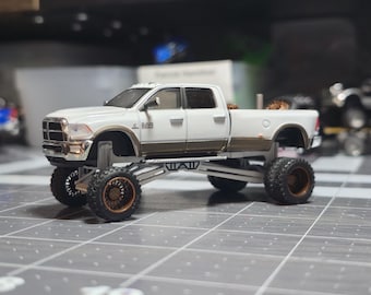 1/64 Custom White 2018 RAM 3500 on White Papis Garage Lift Kit