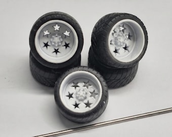 Set of 1/64 White USA Wheels with Your Choice of Tires