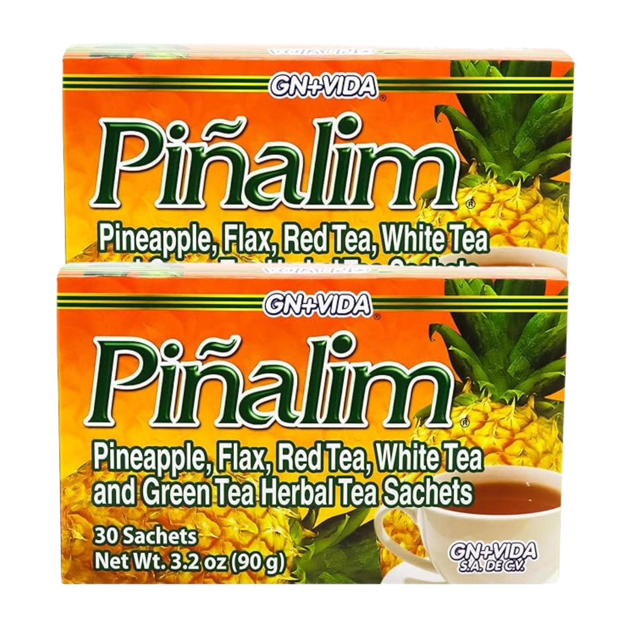 Pinalim Tee | Te Pinalim | 2er-Pack Ananas, Flachs, grüner Tee, roter Tee, weißer Tee - 60 Tage Vorrat