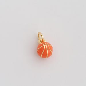Gold Enamel Basketball Charms 18K Gold Filled Sports Pendant for DIY Bracelet Necklace Jewelry Making Supply 13.5x7.7x7.7mm