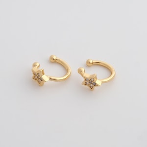Gold Non Piercing Cartilage Clip Earrings 18K Gold Filled Star Cuff Earrings Valentine Gifts Engagement Gift Wedding Gifts 10.8x12.5x6mm