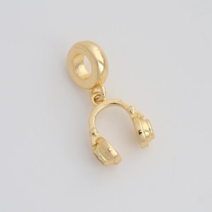 Gold Headphone Charms 18K Gold Filled Headphone Pendant for DIY Bracelet Necklace Jewelry Making Supply 24x12x9mm