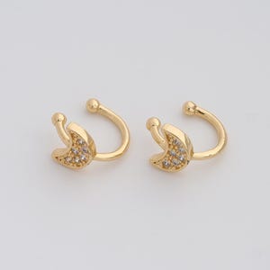 Gold Non Piercing Cartilage Clip Earrings 18K Gold Filled Moon Cuff Earrings Valentine Gifts Engagement Gift Wedding Gifts 10.8x13.4x7.7mm
