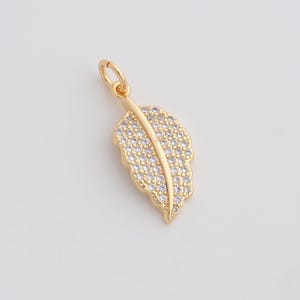 Gold Feather Charms 18K Gold Filled Feather Pendant for DIY Bracelet Necklace Jewelry Making Supply 23.5x9.7x2.5mm