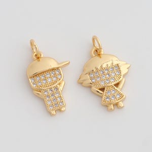 Gold Couple Charms 18K Gold Filled Character Pendant for DIY Bracelet Necklace Jewelry Making Supply Boy:20x11.2x3mm Girl：20.2x14x2.5mm
