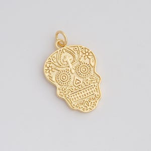 Gold Skull Charms 18K Gold Filled Skull Pendant for DIY Bracelet Necklace Jewelry Making Supply 27.7x16.7x1.5mm