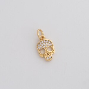 Gold Skull Charms 18K Gold Filled Skull Pendant for DIY Bracelet Necklace Jewelry Making Supply 15.4x7.5x1.7mm