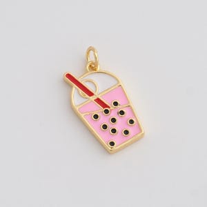Gold Enamel Milk Tea Charms 18K Gold Filled Beverage Pendant for DIY Bracelet Necklace Jewelry Making Supply 23x11.5x2mm
