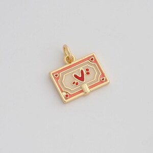 Gold Emaille Postkarte Charms 18K Gold Füllte Herz Anhänger für DIY Armband Halskette Schmuck machen Versorgung 15.6x13.7x1.7 mm