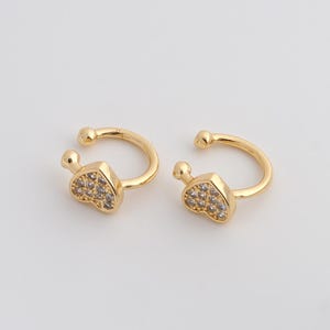 Gold Non Piercing Cartilage Clip Earrings 18K Gold Filled Heart Cuff Earrings Valentine Gifts Engagement Gift Wedding Gifts 10.8x12.1x5.8mm