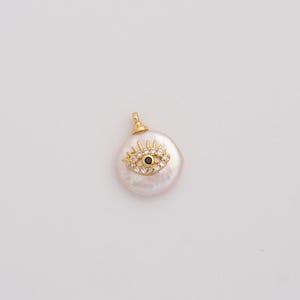 Gold Baroque Pearls Charms 18K Gold Filled Evil Eye Pendant for DIY Bracelet Necklace Jewelry Making Supply