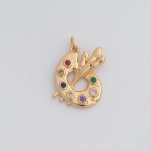 Pingente de paleta de ouro 18K preenchido com ouro para pulseiras e colares, suprimentos para fabricação de joias, 25,5 x 19 x 2,5 mm