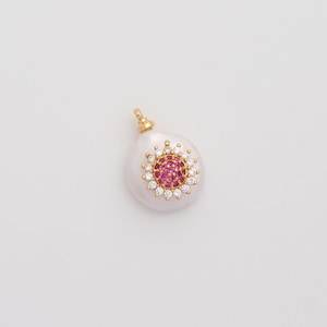 Gold Baroque Pearls Charms 18K Gold Filled Sunflower Pendant for DIY Bracelet Necklace Jewelry Making Supply