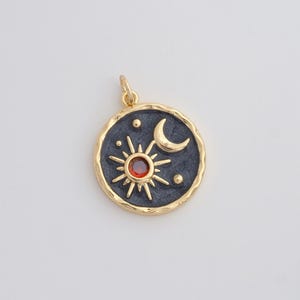 Gold Enamel Sun Moon Charms 18K Gold Filled Celestial Pendant for DIY Bracelet Necklace Jewelry Making Supply 24x18x2.8mm