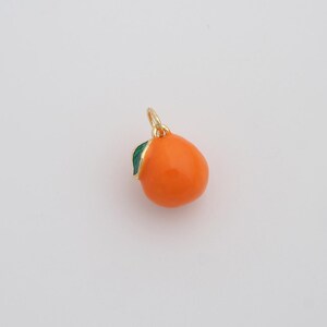 Gold Enamel Fruit Charms 18K Gold Filled Orange Pendant for DIY Bracelet Necklace Jewelry Making Supply 15.5x12x11mm