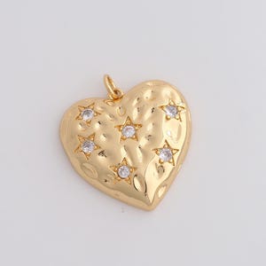Gold Heart Charms 18K Gold Filled Star Pendant for DIY Bracelet Necklace Jewelry Making Supply 28.5x25x4.5mm