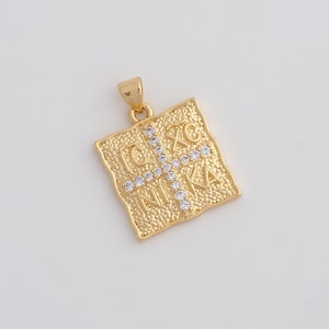 Gold Byzantine Cross Charms 18K Gold Filled Orthodox Cross Pendant for DIY Bracelet Necklace Jewelry Making Supply 25.5x19x3mm