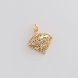 Gold Diamond Charms 18K Gold Filled Diamond Pendant for DIY Bracelet Necklace Jewelry Making Supply 19x15x8mm