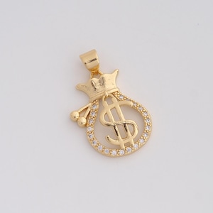 Gold Money Bag Charms 18K Gold Filled Money Bag Pendant for DIY Bracelet Necklace Jewelry Making Supply 25.5x15.5x4mm