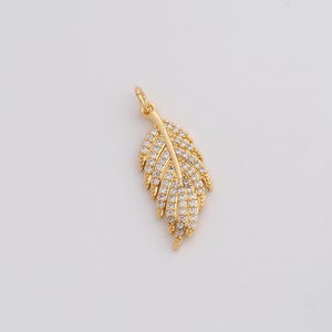 Gold Feather Charms 18K Gold Filled Feather Pendant for DIY Bracelet Necklace Jewelry Making Supply 24x9x1.8mm