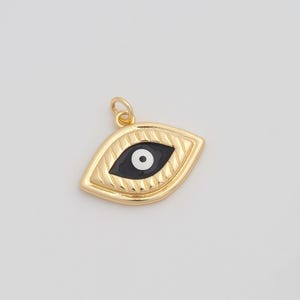 Gold Enamel Evil Eye Charms 18K Gold Filled Devil Eye Pendant for DIY Bracelet Necklace Jewelry Making Supply 21x23x3.5mm