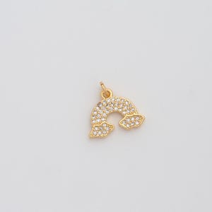 Gold Rainbow Charms 18K Gold Filled Cloud Pendant for DIY Bracelet Necklace Jewelry Making Supply 12.9x14.3x1.8mm