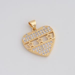 Gold Heart Charms 18K Gold Filled Star Pendant for DIY Bracelet Necklace Jewelry Making Supply 25x20.5x2.5mm