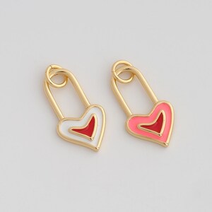Gold Emaille Herz Charms 18K Gold Filled Love Lock Anhänger für DIY Armband Halskette Schmuck machen Liefern 21.3x10x1.9 mm