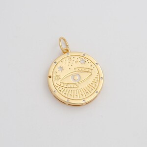 Gold Enamel Evil Eye Charms 18K Gold Filled Devil Eye Pendant for DIY Bracelet Necklace Jewelry Making Supply 25.6x20.4x3mm