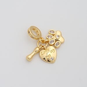 Ciondolo a forma di zampa di animale in oro riempito in oro 18 carati, ciondolo amante degli animali per la creazione di gioielli fai da te, bracciale, collana, 18x25x2 mm.