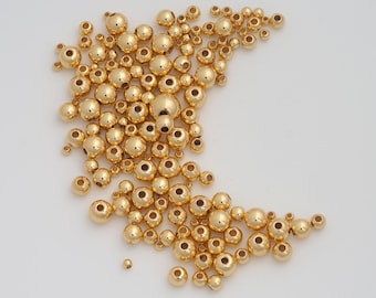 Gold Round Spacer Beads 18K Gold Filled Ball Beads for DIY Bracelet Necklace Jewelry Making Supply 2/2.5/3/4/5/6/8/10mm