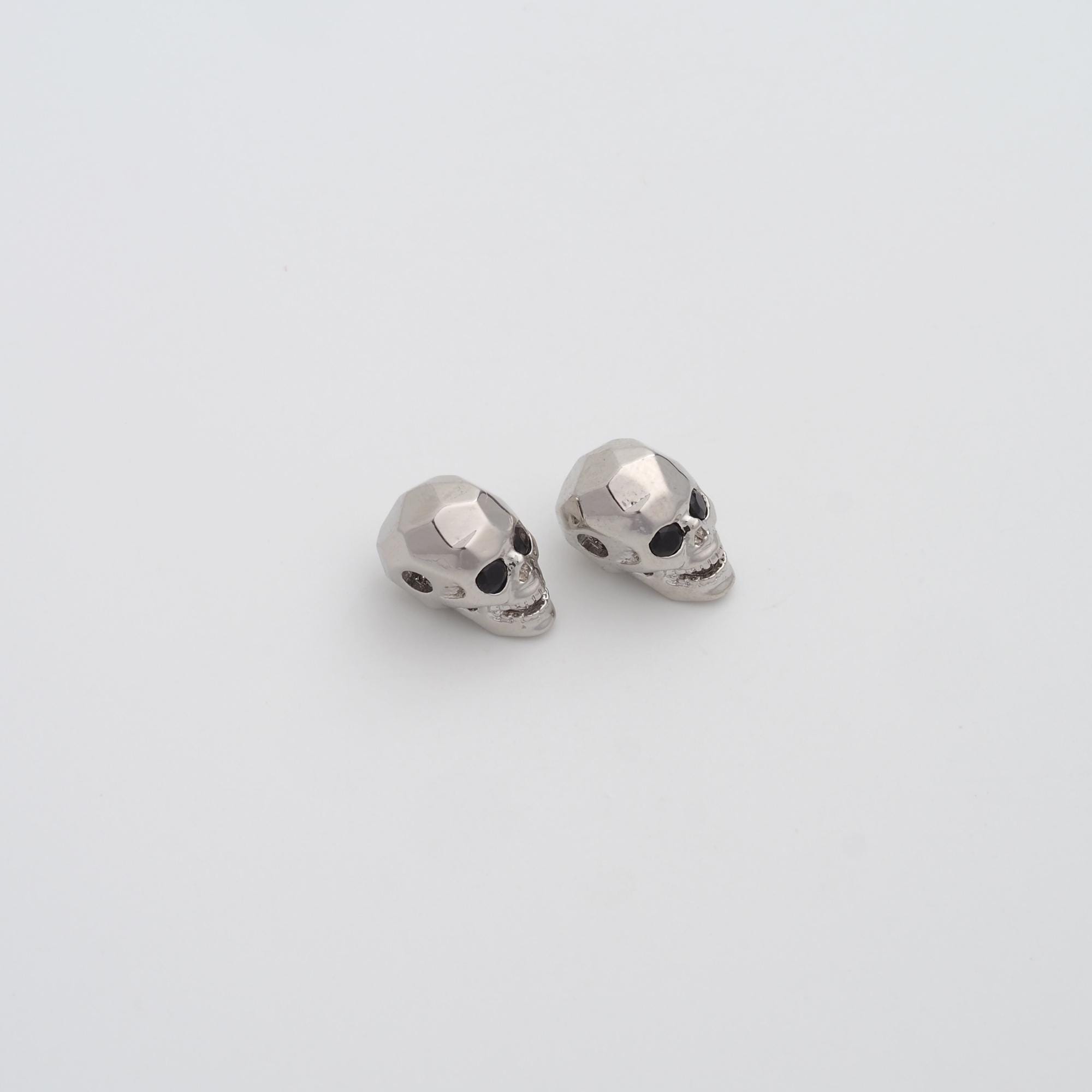 Gaboratory SKULL ビーズ(SPACER) Silver Skull Spacer Beads Silver Filled Skull Beads for DIY
