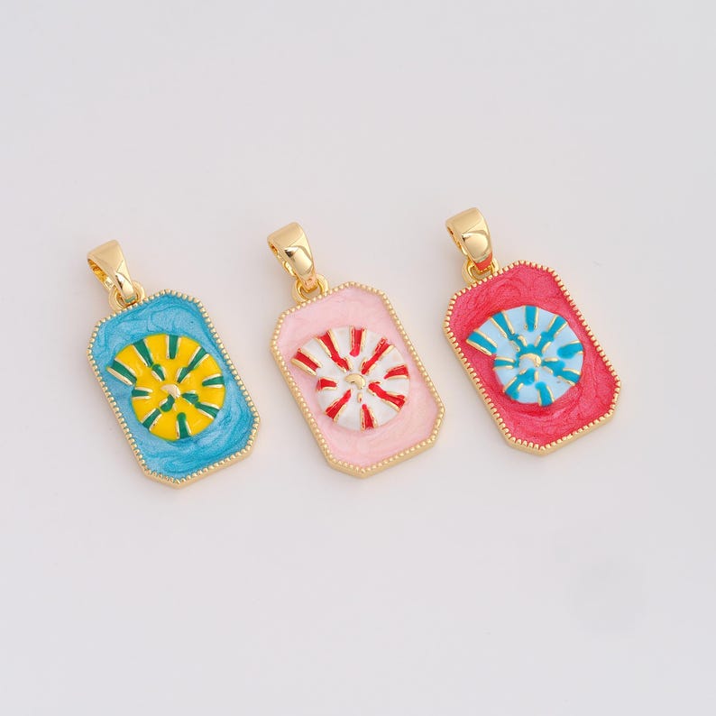 Gold Enamel Snail Shell Charms 18K Gold Filled Shell Pendant for DIY ...