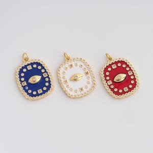 Gold Enamel Evil Eye Charms 18K Gold Filled Devil Eye Pendant for DIY Bracelet Necklace Jewelry Making Supply 30.5x21x2.8mm