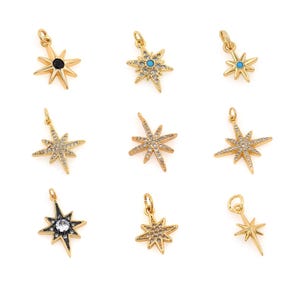 Gold Star Charms 18K Dainty Gold Filled Necklace North Star Necklace Polaris Pendant  for DIY Jewelry Making Supply