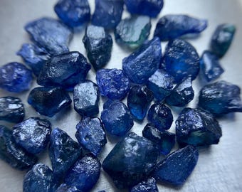 30.45 CTS Natural Deep Royal Blue-Green Sapphire Rough Lot – Facet Grade Raw Gemstones for Cutting & Jewelry Making